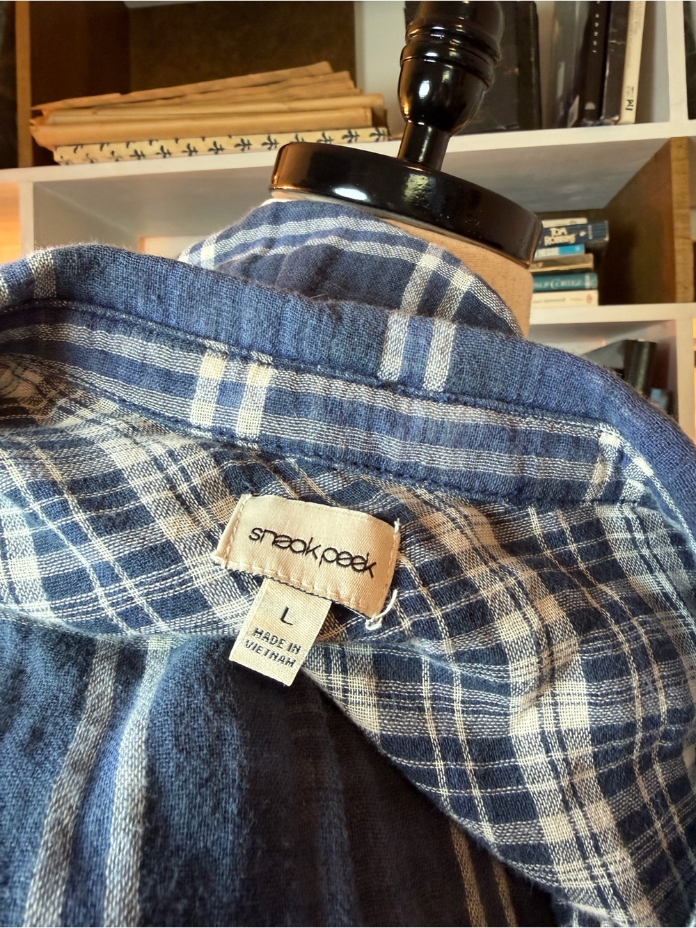 Sneak Peek Blue Plaid Button-Up Tunic - Picture 5 of 5